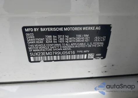 2024 BMW X7 xDrive40I z USA, uszkodzony, nr VIN 5UX23EM07R9U05416